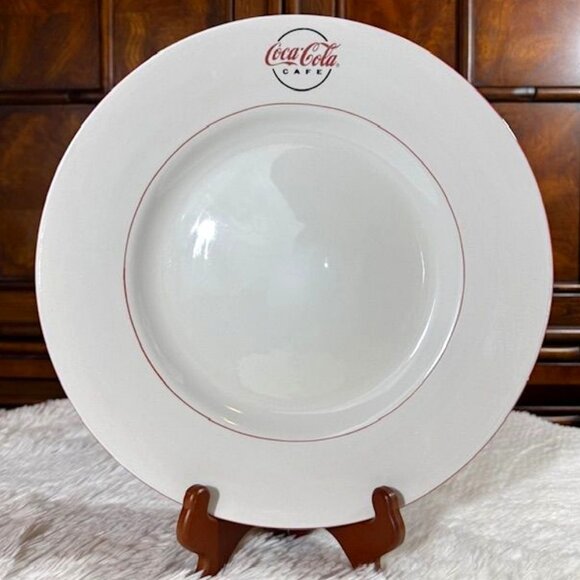 Vintage Coca-Cola x Gibson Coca-Cola Cafe Red Trim 11" Dinner Plate - Picture 1 of 10